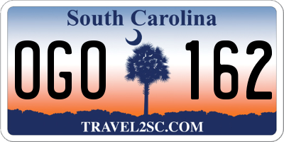 SC license plate OGO162