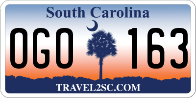 SC license plate OGO163