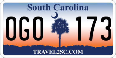 SC license plate OGO173