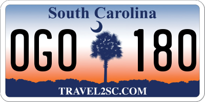 SC license plate OGO180