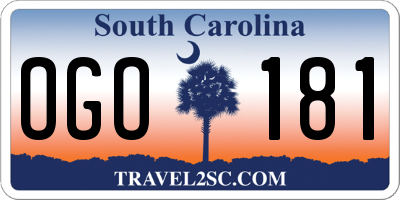 SC license plate OGO181
