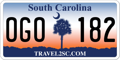 SC license plate OGO182