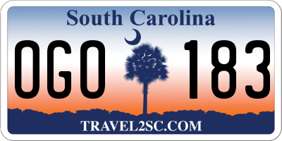 SC license plate OGO183