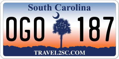 SC license plate OGO187