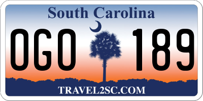SC license plate OGO189