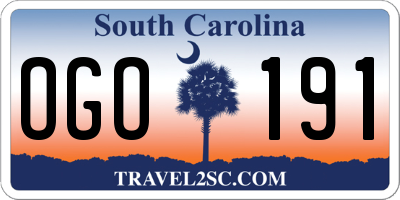 SC license plate OGO191
