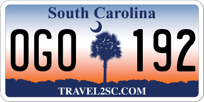 SC license plate OGO192