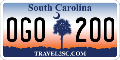 SC license plate OGO200