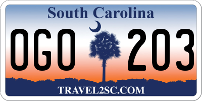 SC license plate OGO203