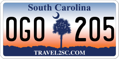 SC license plate OGO205