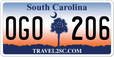 SC license plate OGO206