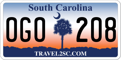 SC license plate OGO208