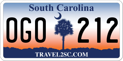 SC license plate OGO212