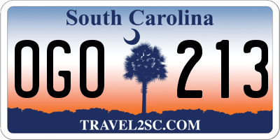 SC license plate OGO213