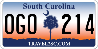 SC license plate OGO214