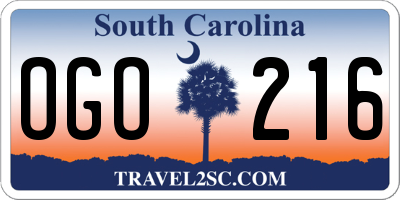 SC license plate OGO216