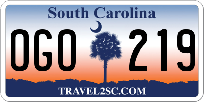SC license plate OGO219
