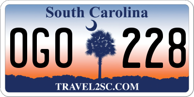 SC license plate OGO228