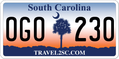 SC license plate OGO230