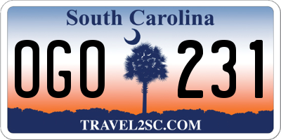 SC license plate OGO231