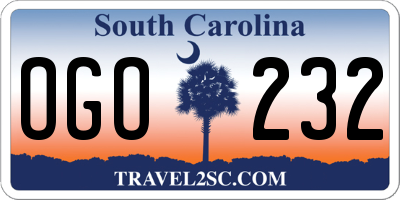 SC license plate OGO232