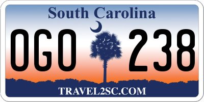 SC license plate OGO238