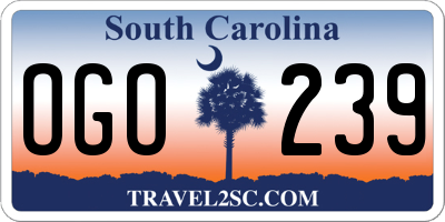 SC license plate OGO239