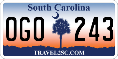 SC license plate OGO243