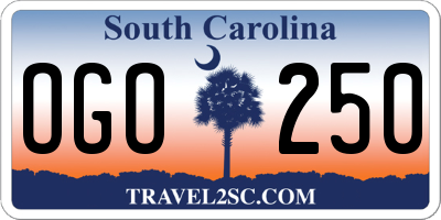 SC license plate OGO250