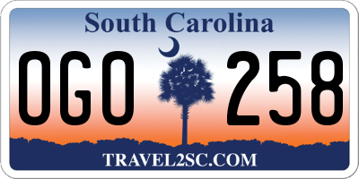 SC license plate OGO258