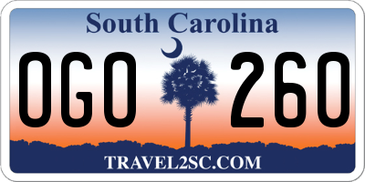 SC license plate OGO260