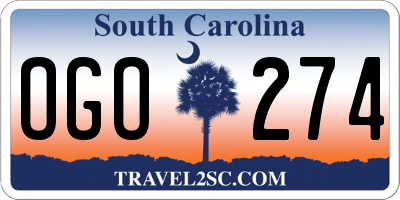 SC license plate OGO274