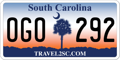 SC license plate OGO292
