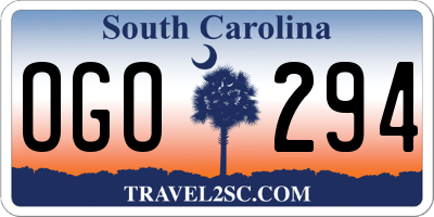 SC license plate OGO294