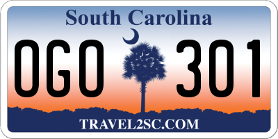 SC license plate OGO301