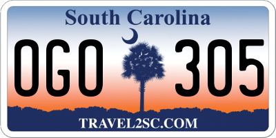 SC license plate OGO305