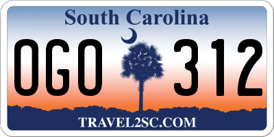 SC license plate OGO312