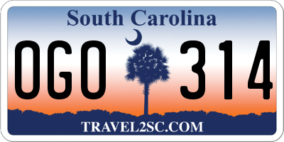 SC license plate OGO314