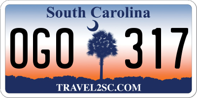 SC license plate OGO317
