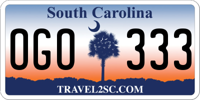 SC license plate OGO333