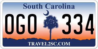 SC license plate OGO334