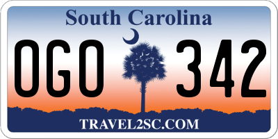 SC license plate OGO342