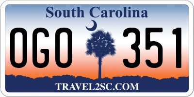 SC license plate OGO351
