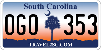 SC license plate OGO353