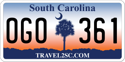 SC license plate OGO361