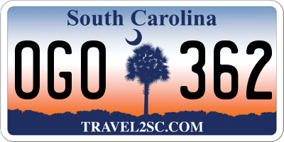 SC license plate OGO362