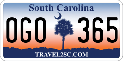 SC license plate OGO365