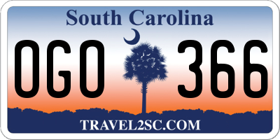 SC license plate OGO366