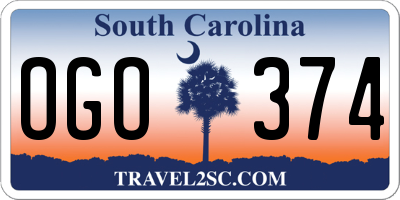 SC license plate OGO374