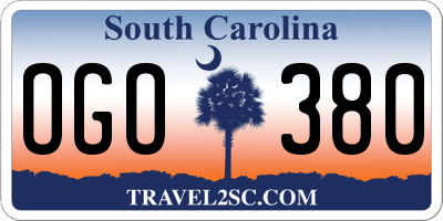 SC license plate OGO380